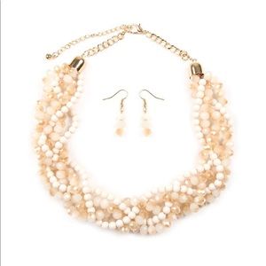 Braided Glass Bead Statement Necklace